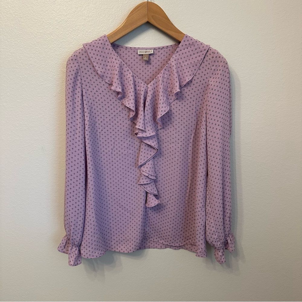 Roz & Ali Lavender Ruffle Blouse